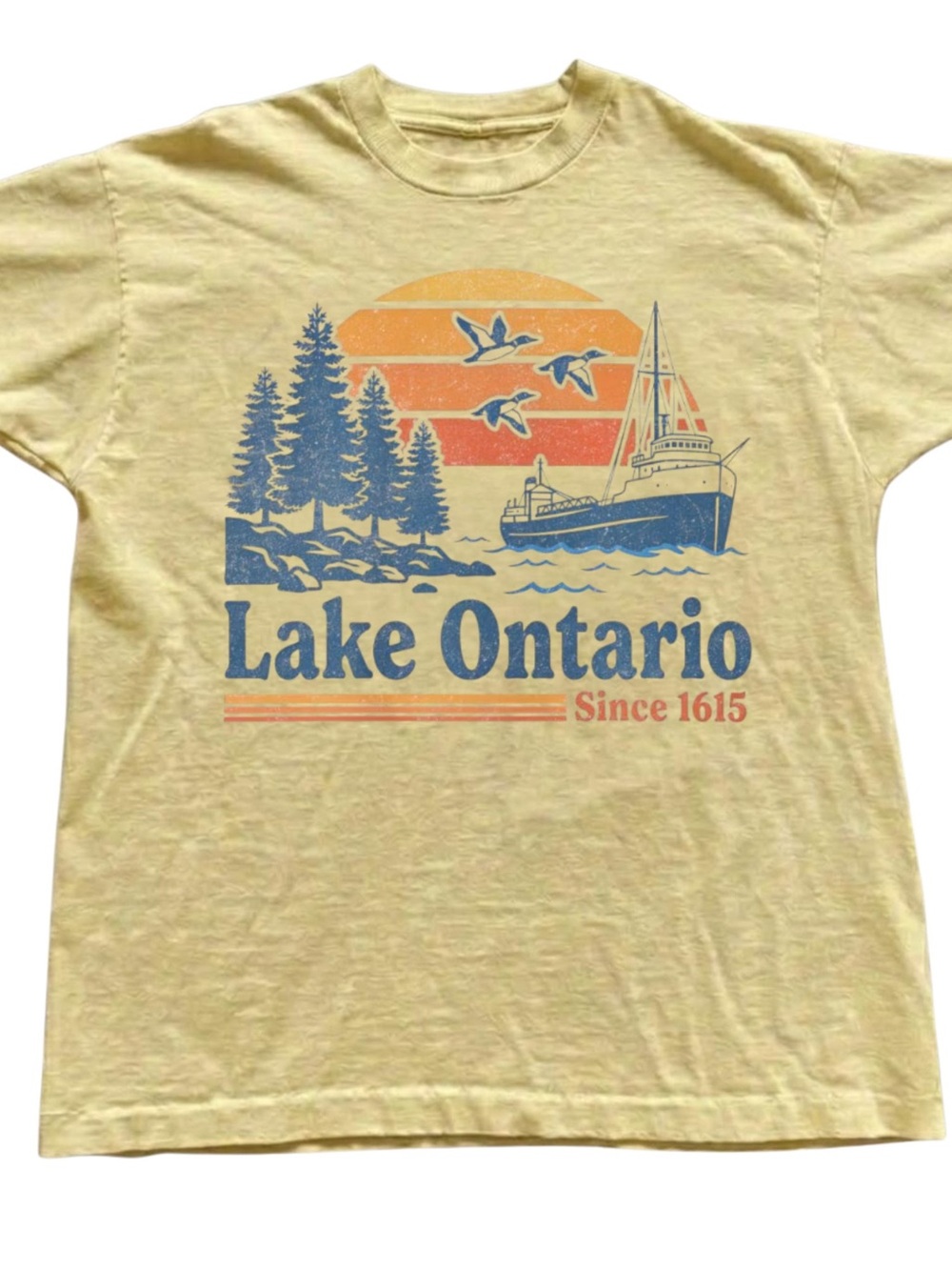 Gildan Yellow Lake Ontario Graphic Tee, Gift For Her, For Him